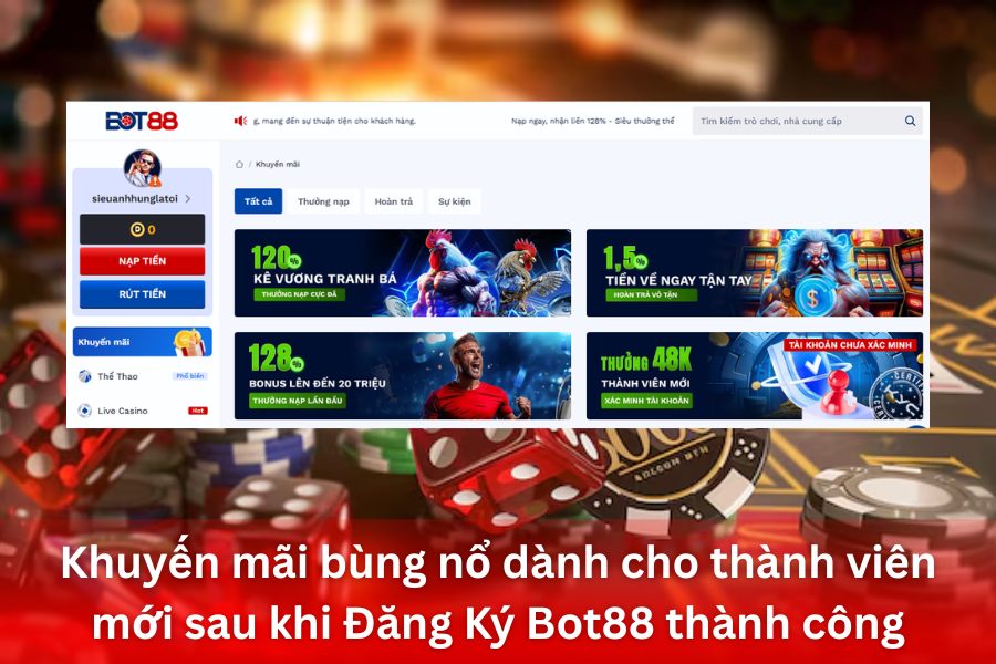 Khuyến mãi bùng nổ dành cho thành viên mới sau khi Đăng Ký Bot88 thành công